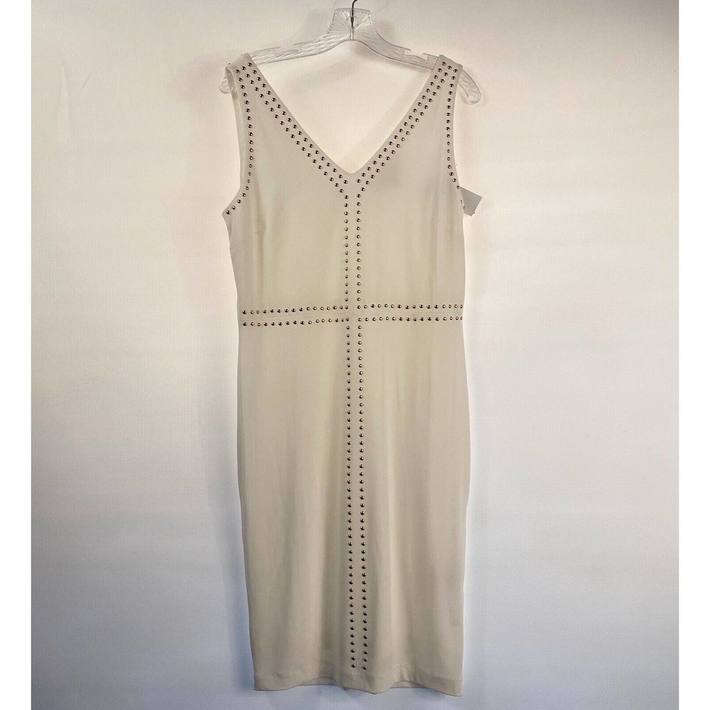 PHILOSOPHY Republic Clothing White Studded Dress Sleeveless V-neck Medium
